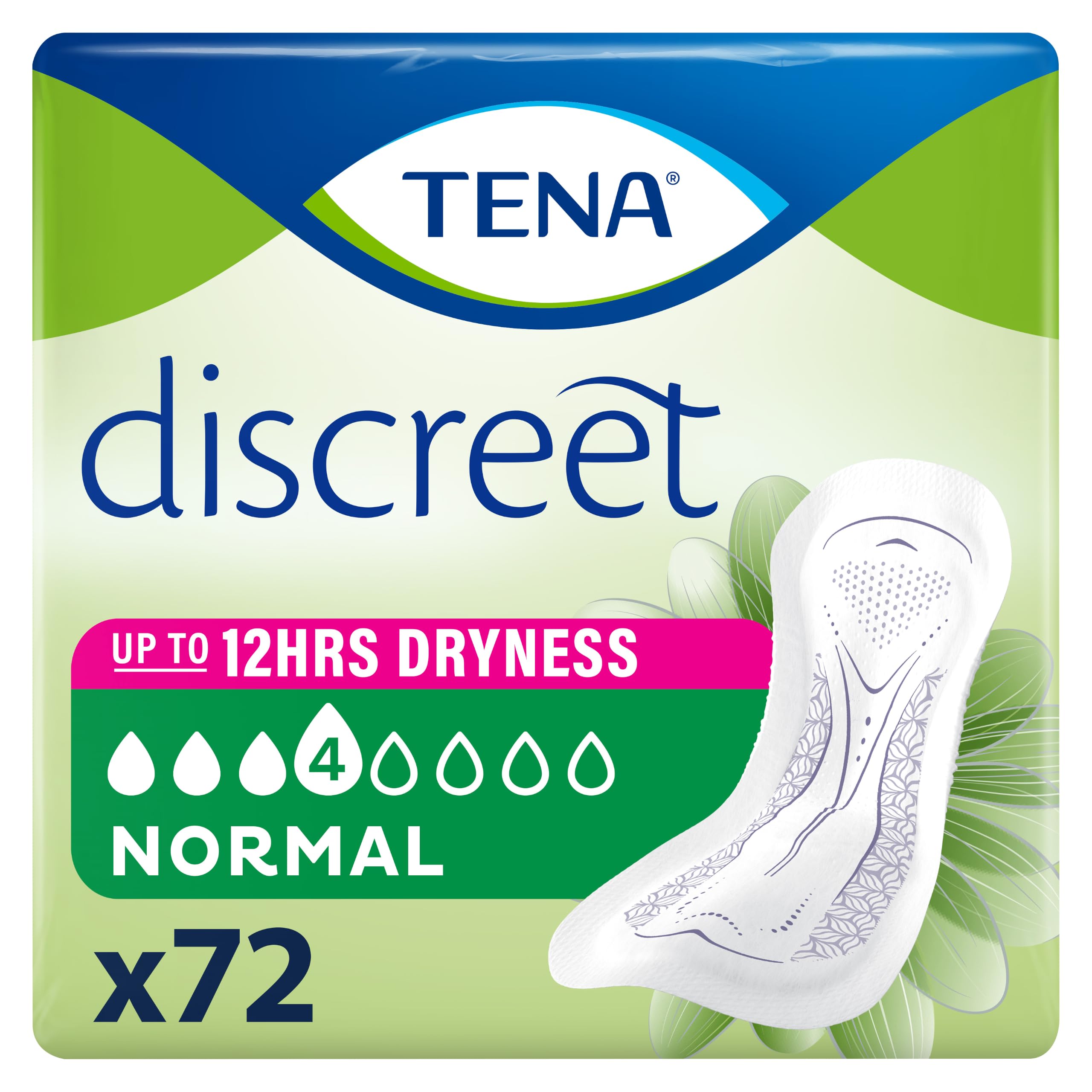 TENA Discreet Incontinence Pads, Normal (72 Count)