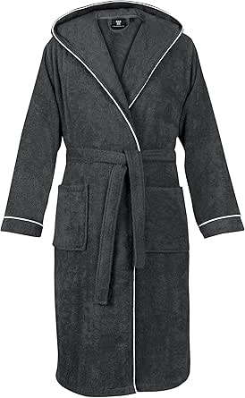 LAYNENBURG Men's Terry Towelling Bathrobe with Hood Long 100% Cotton (360 g/m²) Oeko-Tex ...