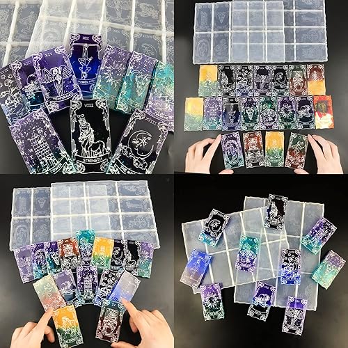 Miniatura 2 de Moldes de resina para cartas de tarot, 22 moldes de arcanos principales para tarjetas de bricolaje, llaveros, joyas