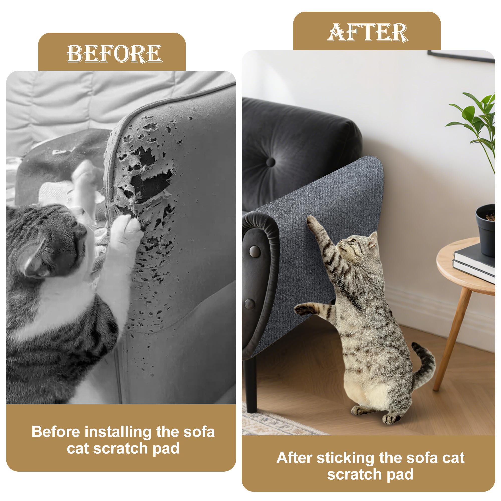 ACOMTUO Protezione Divano Graffi Gatto, Tiragraffi Divano 200×40cm, Tappeto Tiragraffi per Gatti Autoadesivo Antigraffio Gatto Divano per Parete e Angolo, Protegge Tappeti e Divani, Grigio