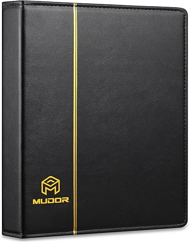 Miniatura 7 de MUDOR Carpeta clásica de poliuretano vacía de alta calidad, carpeta de 4 anillos para sellos, documentos, monedas, billetes de banco (rojo)