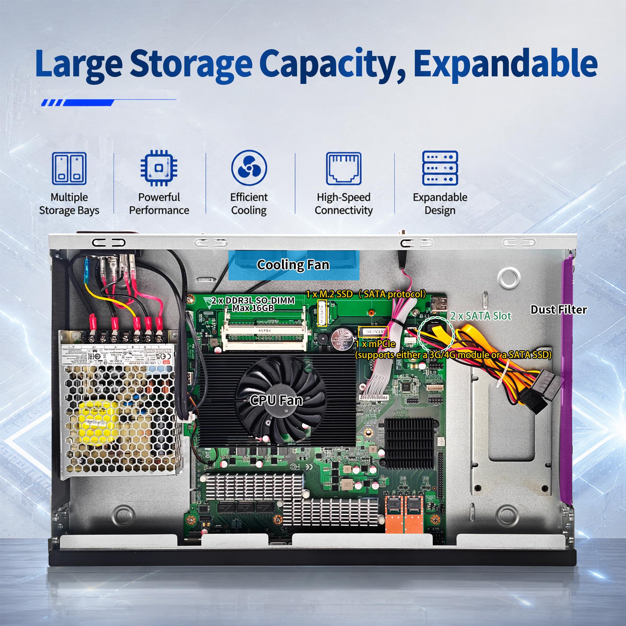 1U Firewall Appliance Mini PC, 19" Rackmount Router Hardware, 8 x 2.5GbE i226-V LAN, Core i5-4430, AES-NI, VGA, OPNsense Network Security Computer, DDR3L Barebone No RAM/SSD