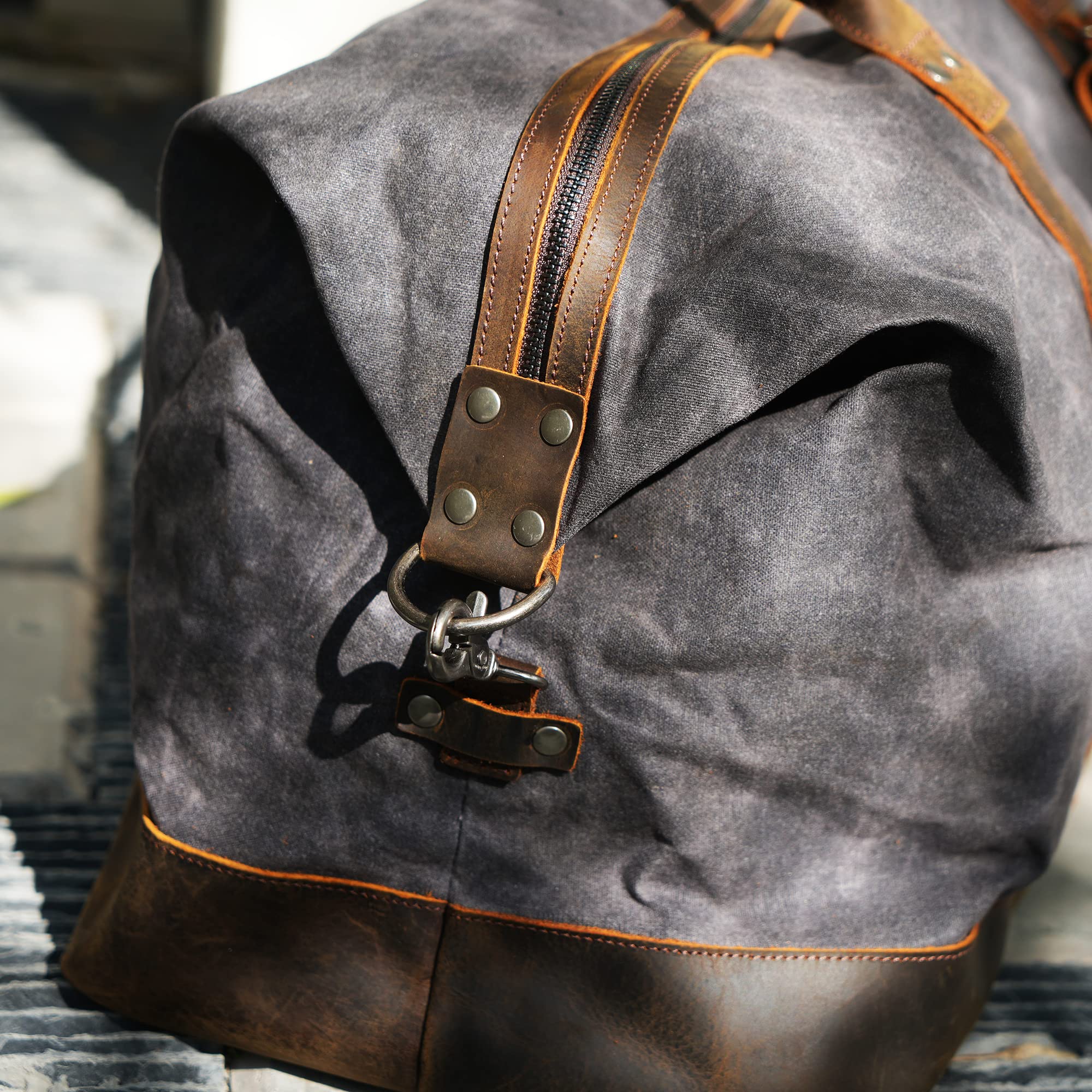 Polare 23 wasserdichte Reisetasche, gewachstes Segeltuch, Rindsleder, Gepäck, Wochenender, Übernachtung, Handgepäcktasche