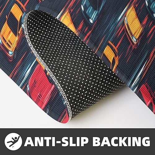 Miniatura 6 de Antifatigue Kitchen Mats for Floor 2 Piece - Retro Color Racing Car Print Kitchen Rugs Washable, Non Slip Runner Rug Standing Mat for