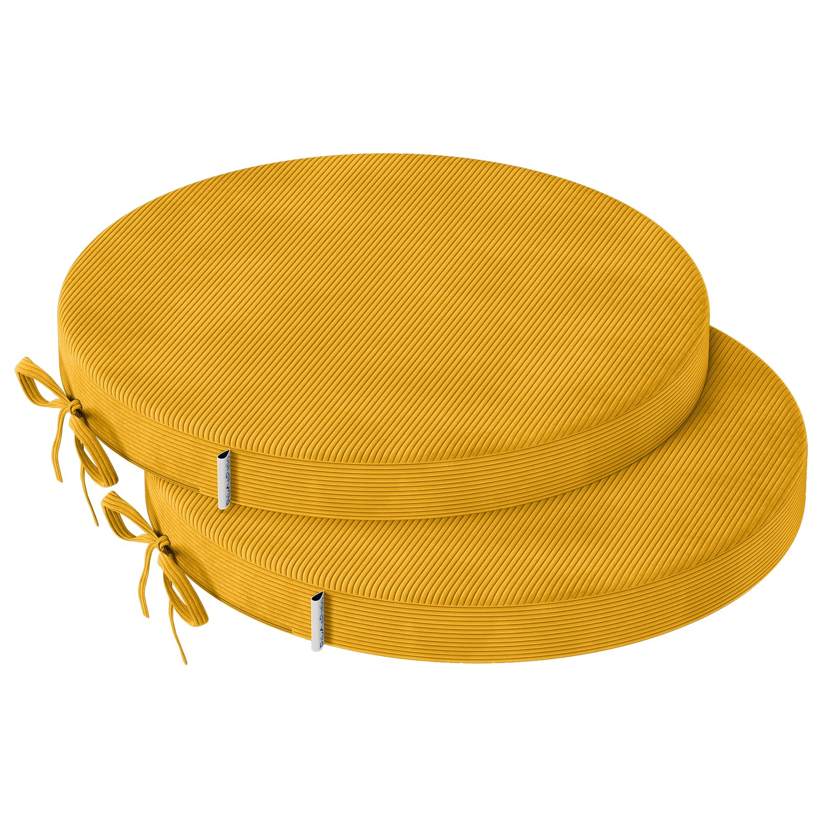 PRIMEPATIO Round Dining Chair Seat Cushions Set Of 2, 40x40cm, Yellow