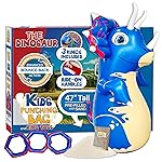 INFLATABLE DUDES Dinosaur 47 Inches- Kids Punching Bag| Already Filled with Sand |Triceratops Bop Bag |Ring Toss with 3 Inflatable Rings| | Ride-on Toy + Handles| Punching Bag for Kids -(Tops)
