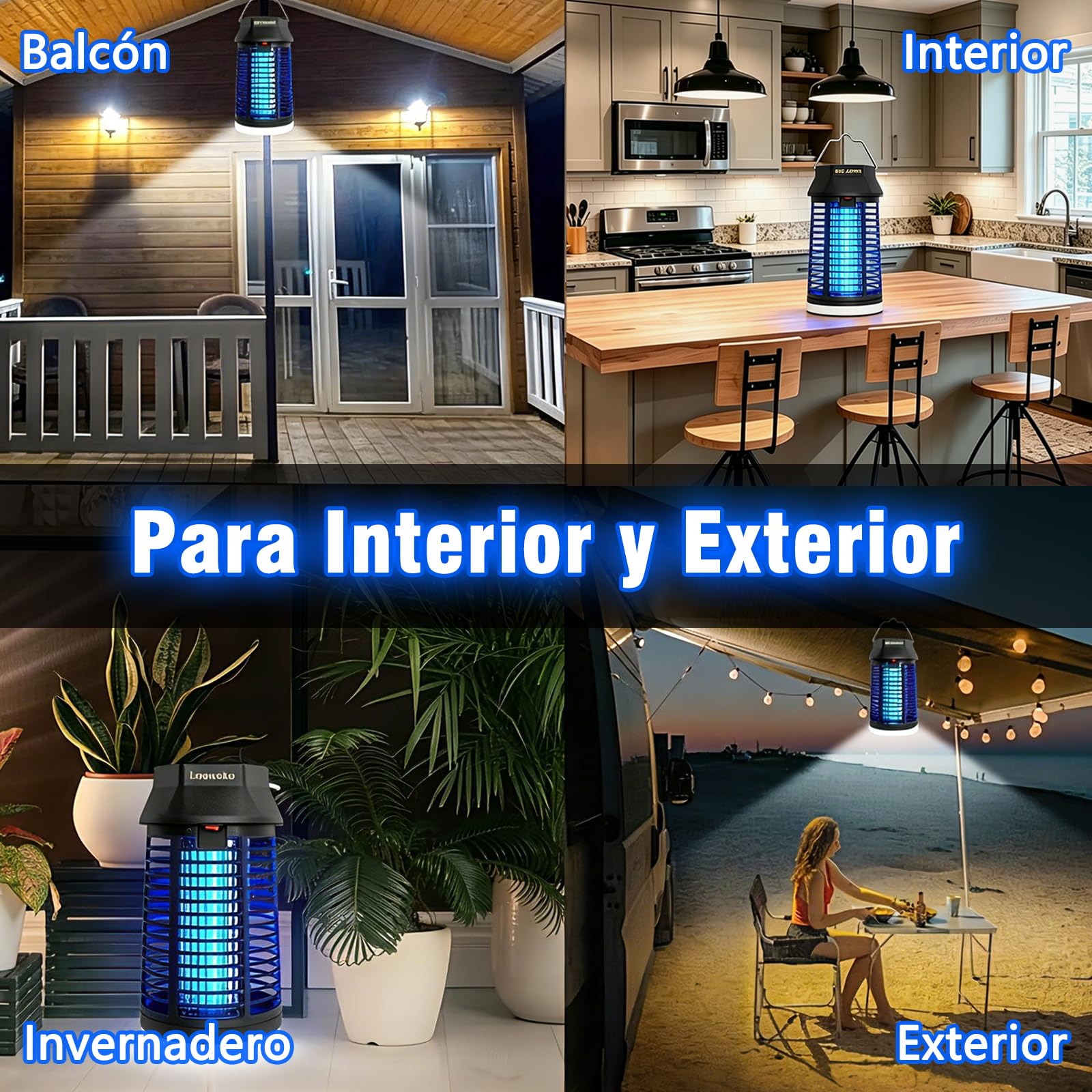Loowoko Lampara Antimosquitos Electrico, 4200V Mata Mosquitos Electrico con Luz LED, Lampara Antimosquitos Exterior Interior