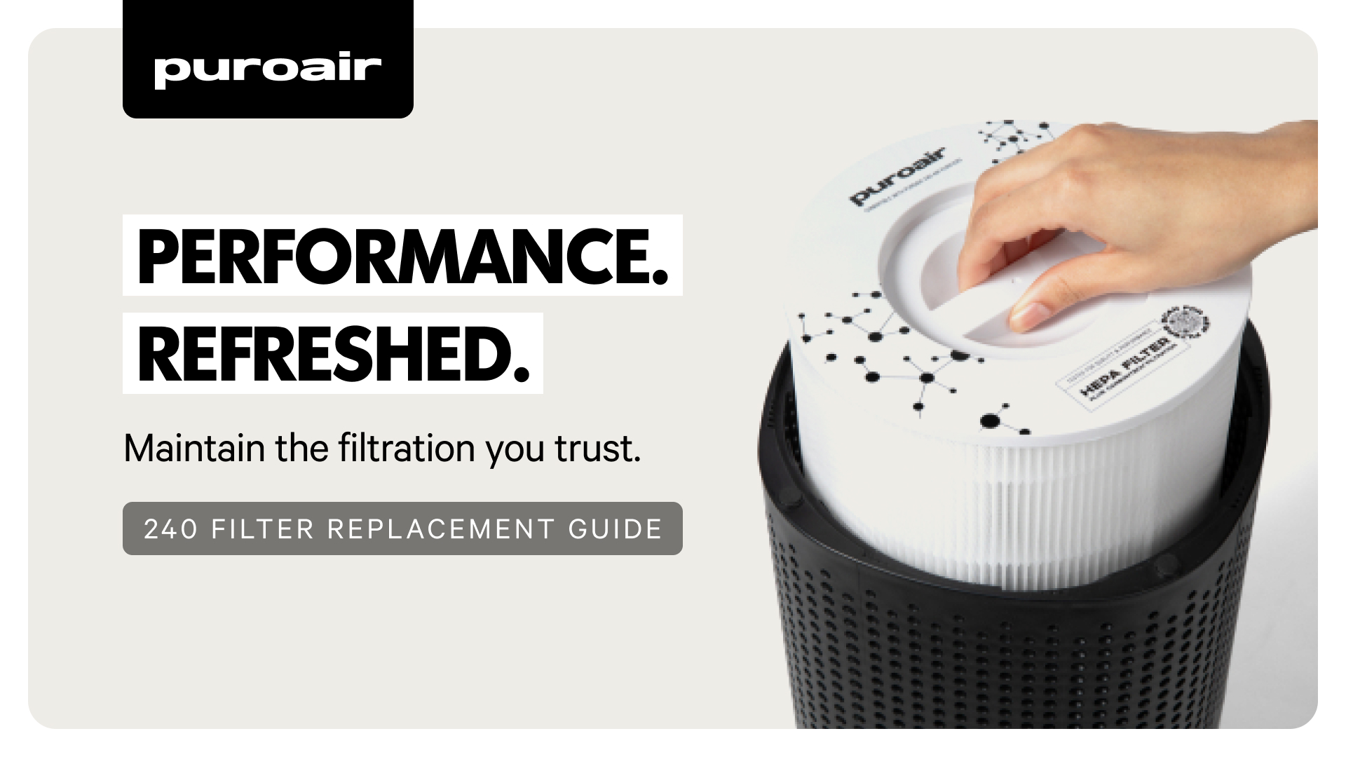 Image of PuroAir 240 Replacement Filter - Genuine Puro Air 240 Filter Replacement - Official PuroAir Air Purifier HEPA Filter with CarbonTech Filters 99.9% of Pollen, Dust, Pet Dander, Smoke, Odors (4PK)