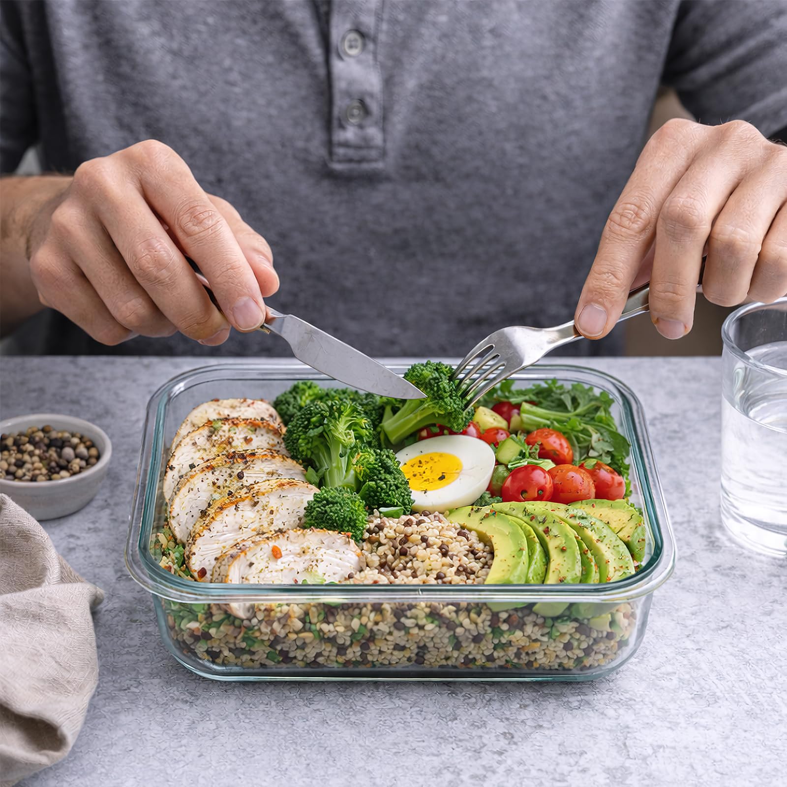 Frischhaltedosen mit Deckel 10er Set Glasbehälter Meal Prep Boxen Auslaufsicher & BPA-frei Luftdichte Glas Vorratsdosen für Küche Lebensmittel Aufbewahrung Behälter & Mittagessen (5x 1000ml, 5x 400ml)