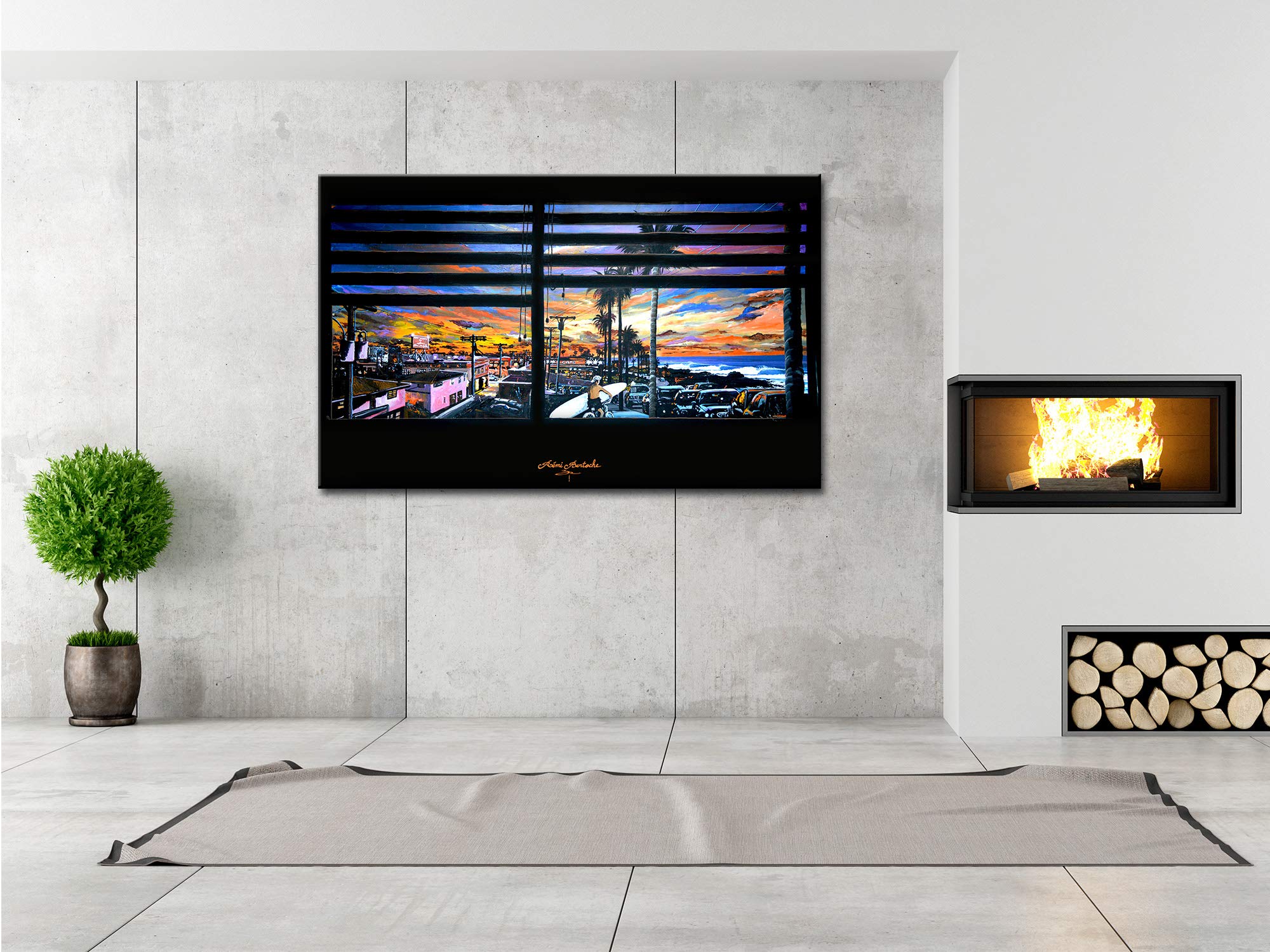 Delina Bild Windows on Surf City Reproduktion Malerei auf Plexiglas, modernes Bild, Wandbild, Druck auf Acrylglas, Plexiglas, 100 x 60 cm