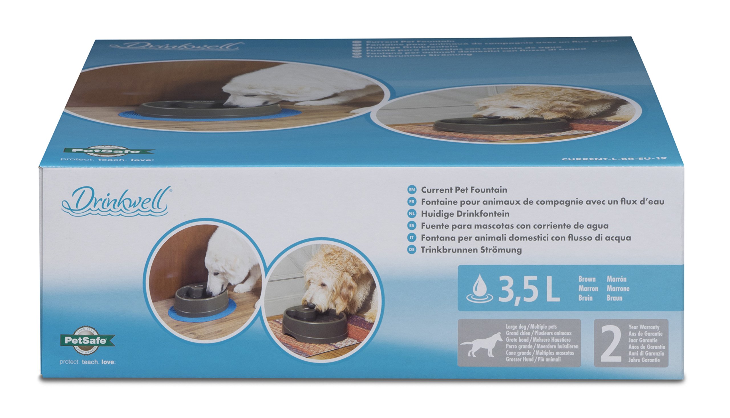 PetSafe Fuente para Perros y Gatos con Corriente, Agua Filtrada, Filtro para Olores, Apto para Lavavajillas, Sin BPA, L - Drinkwell