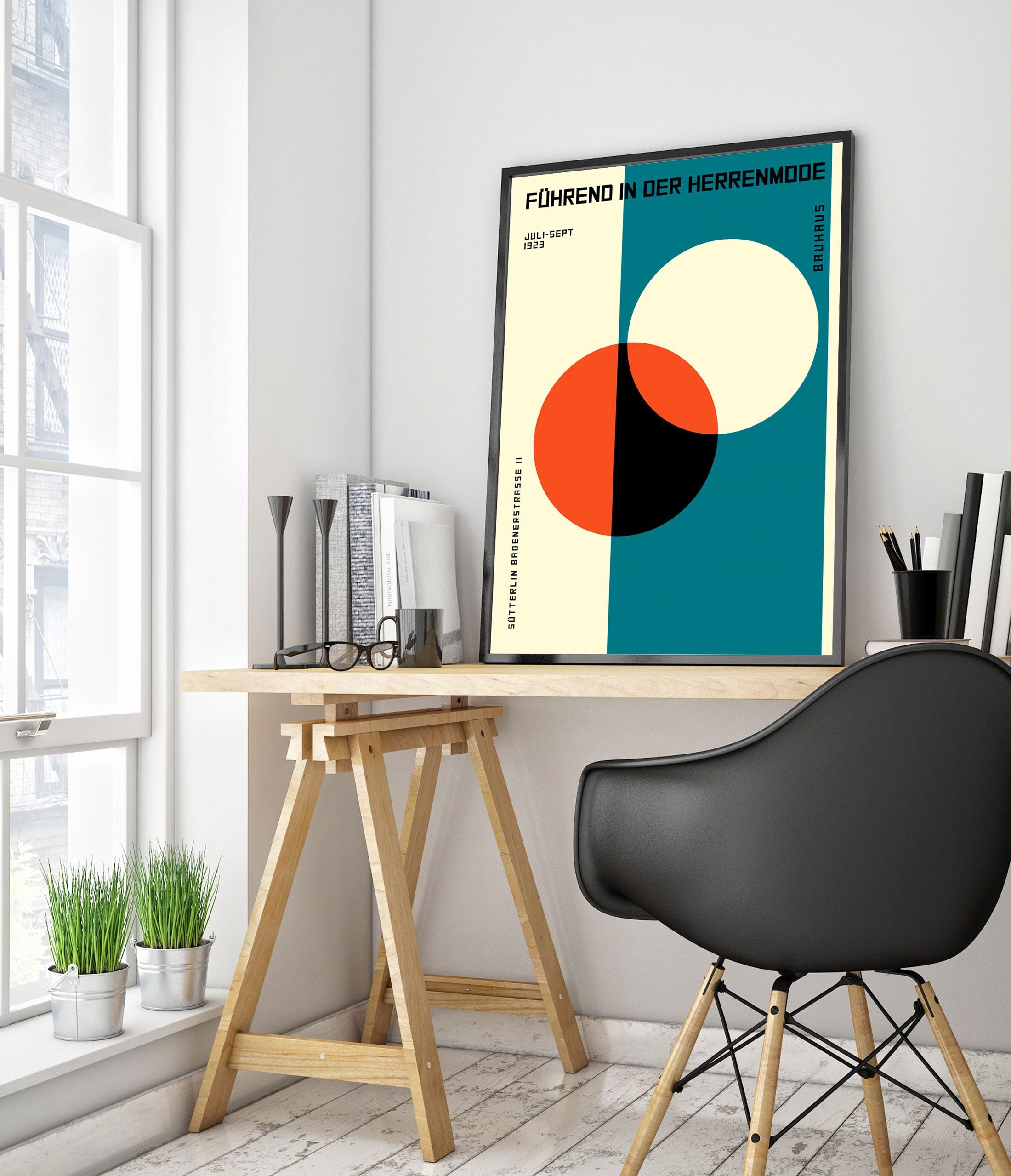 Bauhaus Blue Circles Poster, Bauhaus Print, Framed Abstract Art, Mid-Century Wall Art, Modern Home Decor, Gift Idea - Image 2