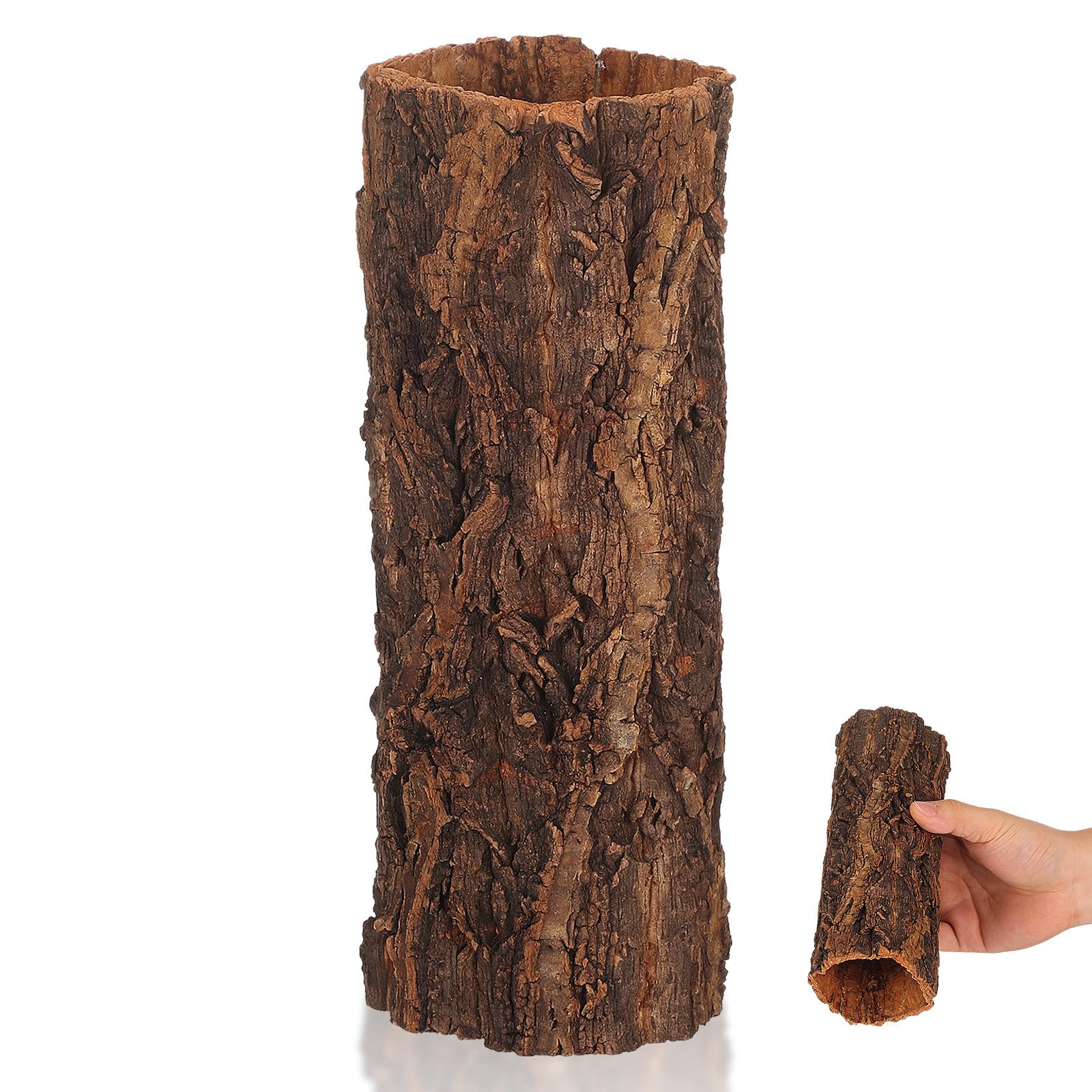 Veemoon Natural Wood with Rainforest Habitat Texture Reptile Shelter Hollow Tree Trunk Hideout Encouraging Natural Behaviours for Gecko and Tortoise Tank Terrarium Decor