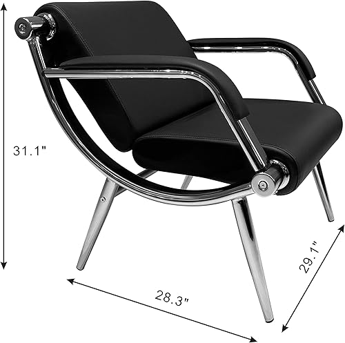 Miniatura 127 de Silla de sala de espera con reposabrazos, 2 asientos, de piel sintética, color naranja, negro, muebles de oficina, asientos de invitados, vestíbulo