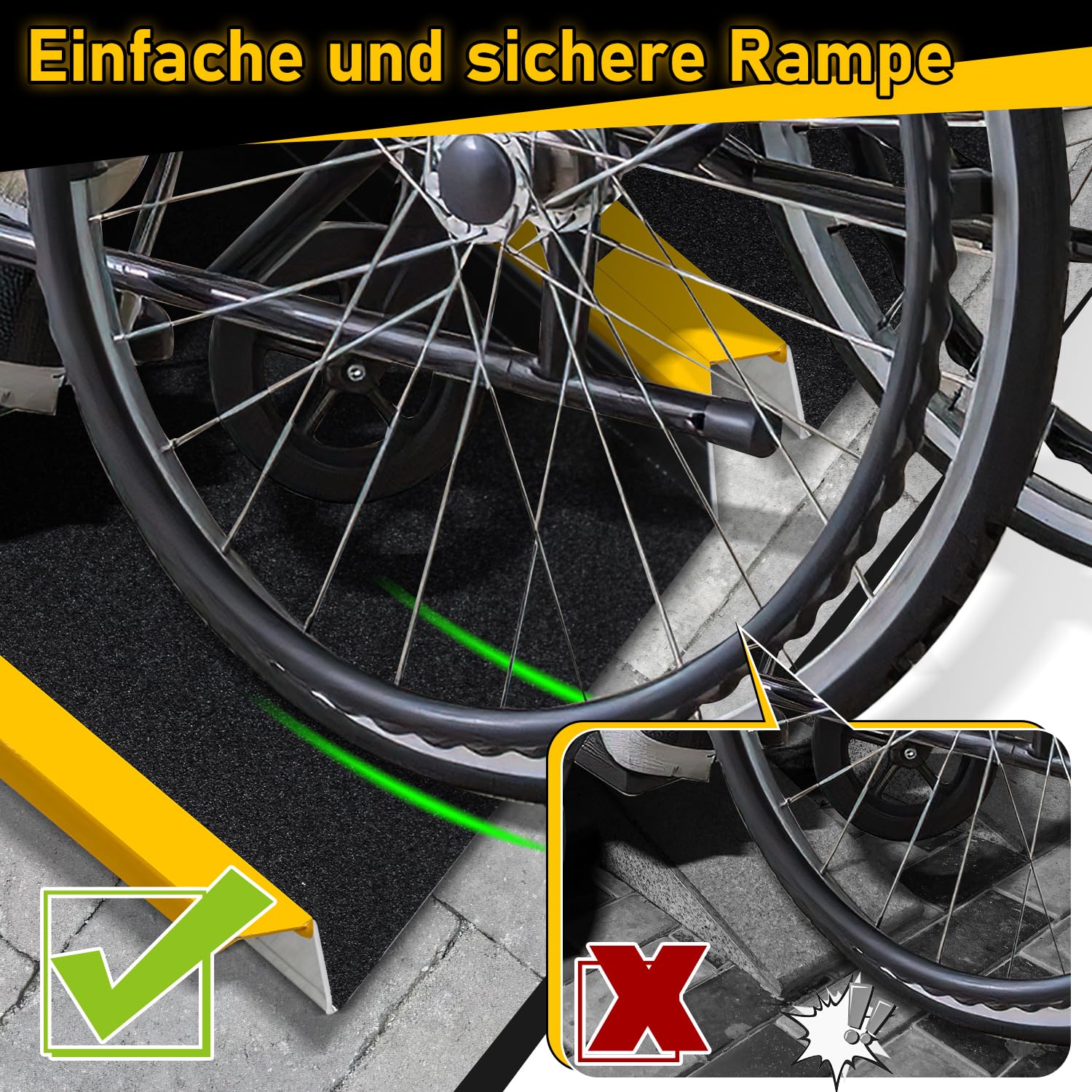 2 Stück Auffahrrampe, 118cm Alu Rollstuhlrampe, Laderampe Tragfähigkeit 300kg, rutschfest Hunderampe, ATV Quad Motorradrampe, PKW Anhängerrampe, Verladerampe für Motorrad, Rollstuhl