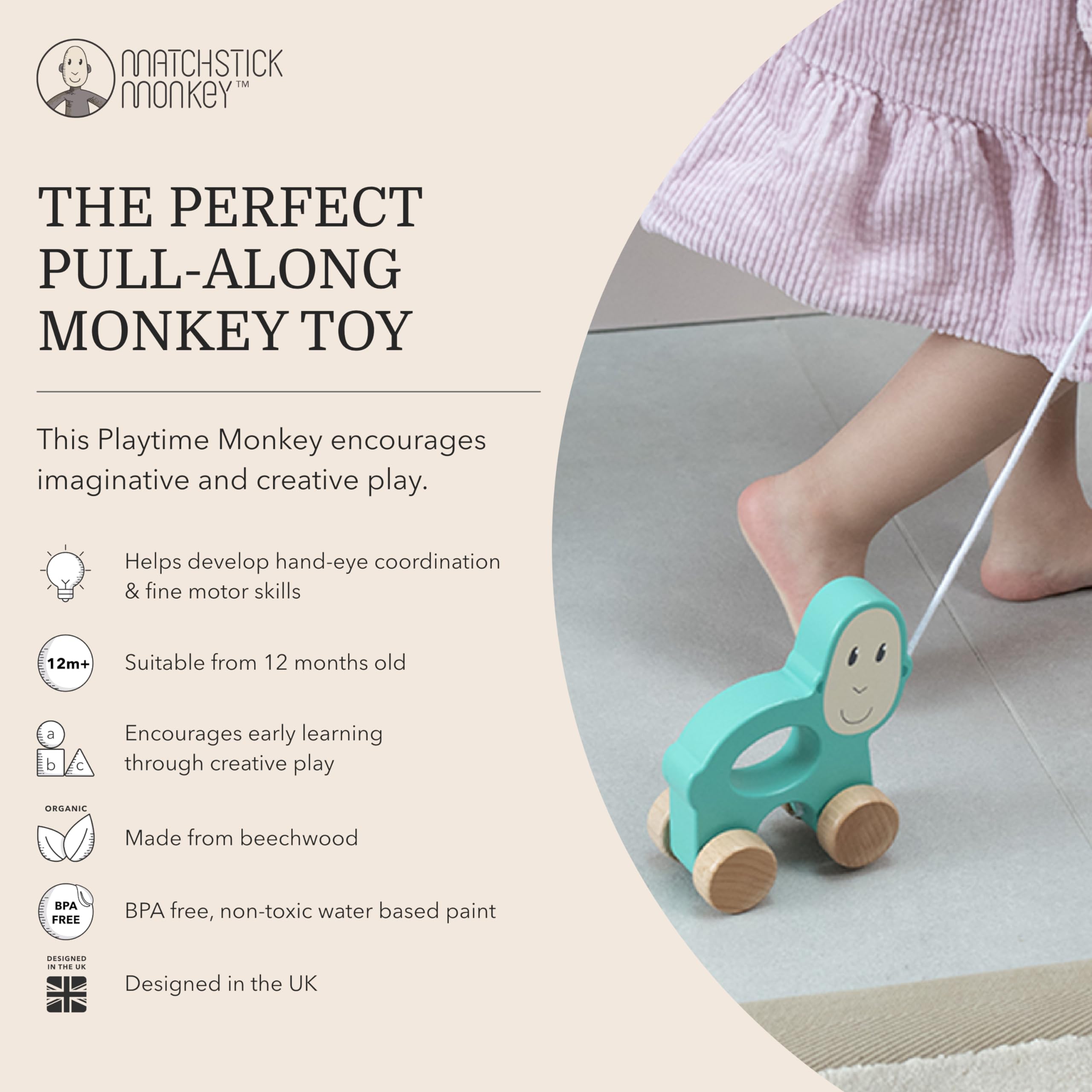 Matchstick Monkey Holzspielzeug - Nachzieh-Giraffe Für Kinder Ab 12 Monaten