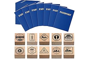 Passport Stampers Set 20 Pack Blank Travel Fake Passport Notebook and 10...