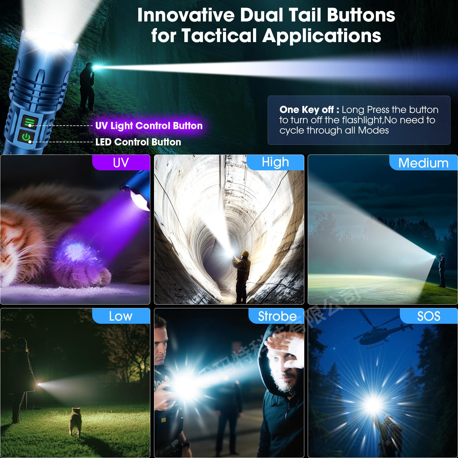 Linternas de luz negra para detección de orina de mascotas, luz negra UV y linterna de lúmenes altos, recargable, impermeable, linterna LED UV táctica para curado de resina, escorpión, camping, azul