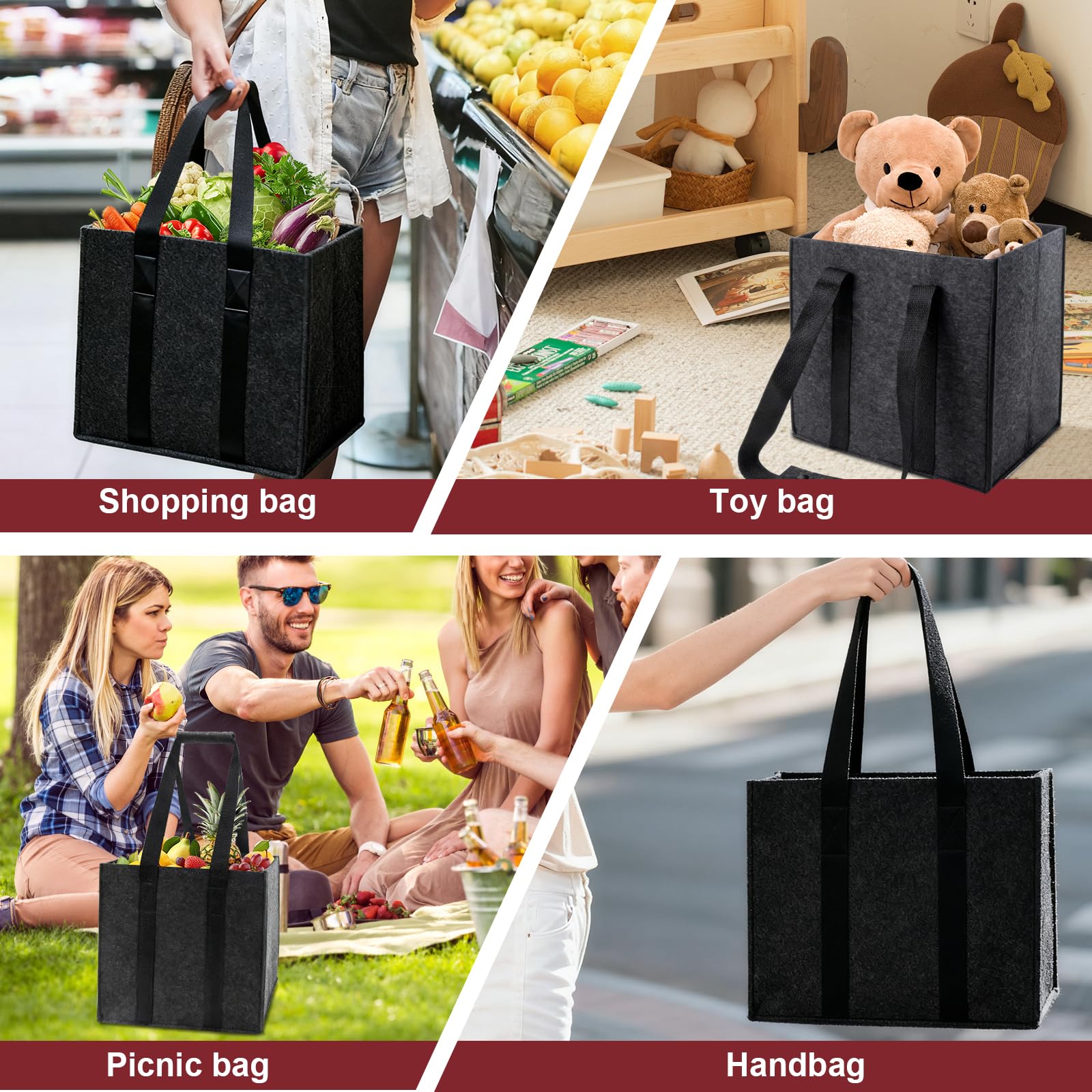 Set di 2 Borse Portabottiglie con Manici,Borsa Porta Bottiglie Acqua,6 scomparti da 1,5 litri, pieghevole, resistente agli strappi, per bottiglie d'acqua, bottiglia di vino