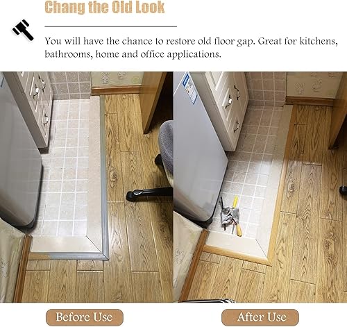 Miniatura 3 de Tira de transición de suelo de madera con moldura en T, flauta reductora de puerta para cocina, dormitorio, balcón, protector de borde de alfombra