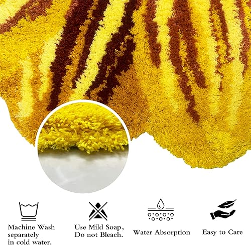 Miniatura 7 de USTIDE Alfombra de girasol esponjosa, alfombra suave y lanuda de flores, hecha a mano, alfombras modernas, lavables, para sala de estar, lavandería,