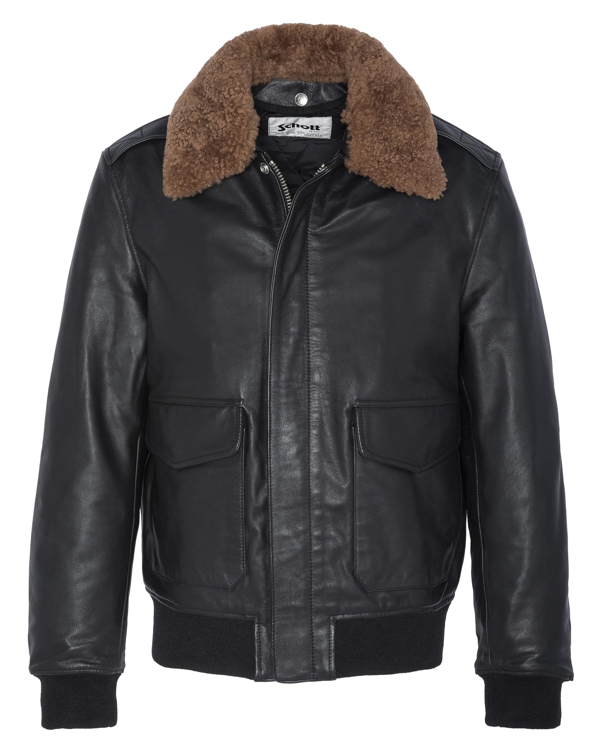 Schott Nyc Men's Black (Black) Leather Jacket, Black (Black 90), Xl