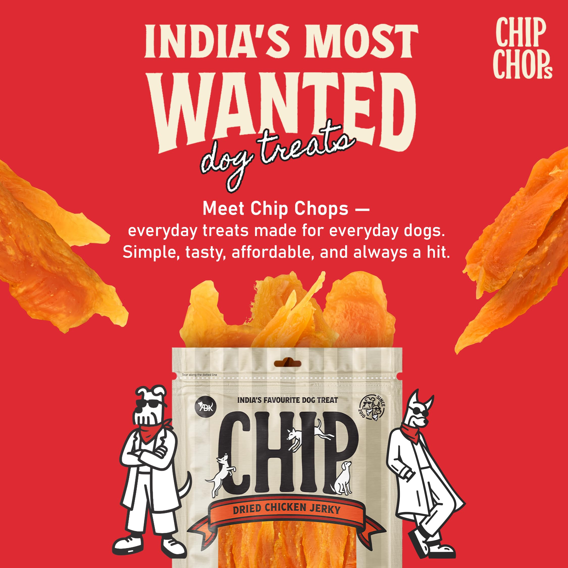 Chip Chops Sun Dried Chicken Jerky Dog Treats, Highly Nutritional & Digestible Snacks for Training and Rewards, Suitable for All Dog Breeds, 70g Each (Pack of 4) 1