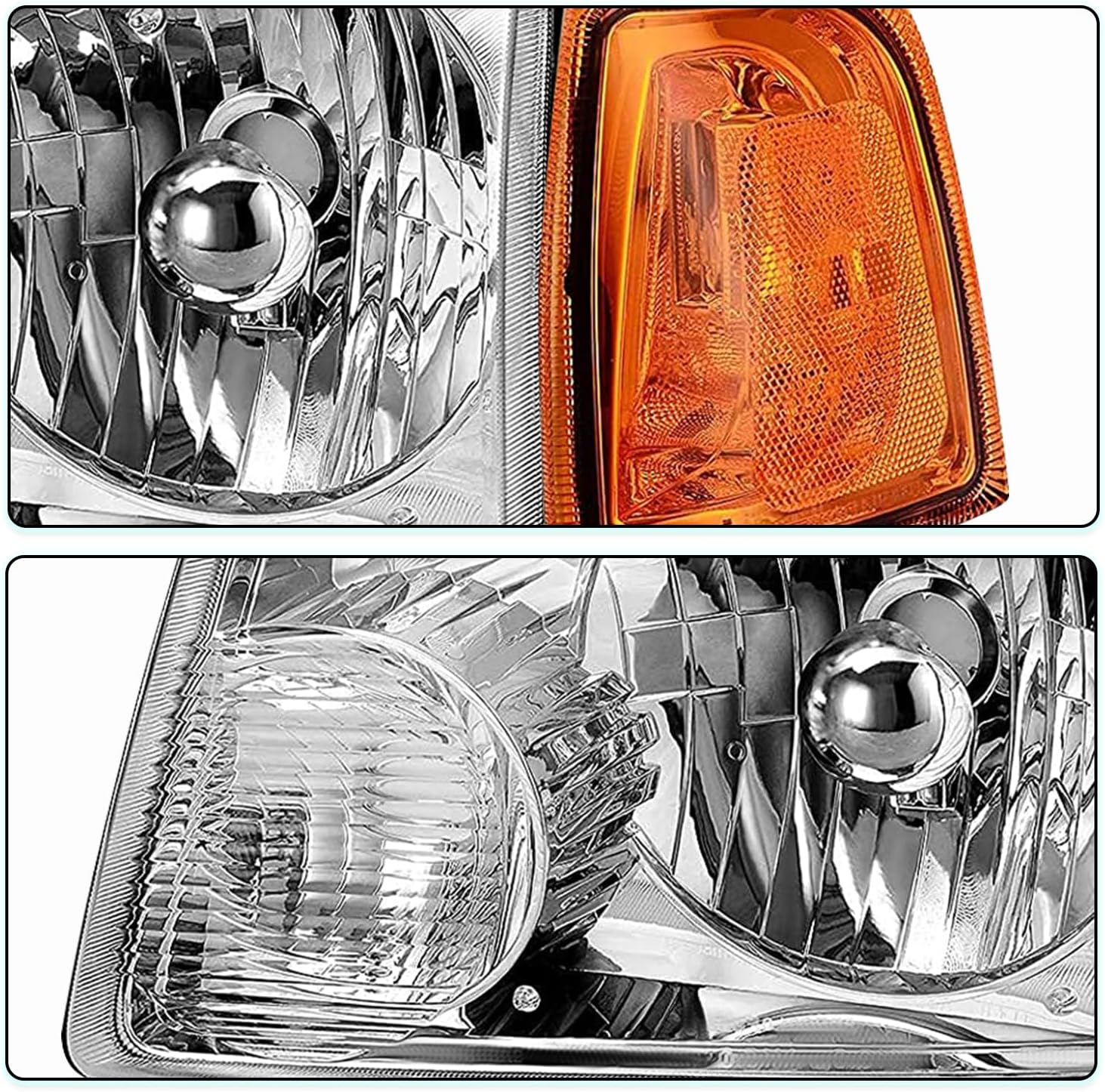 Headlight Assembly for 01 02 03 04 05 06 07 08 09 10 11 Ford Ranger Headlamp with Corner Light 4PCS Driver & Passenger Side with Bulbs