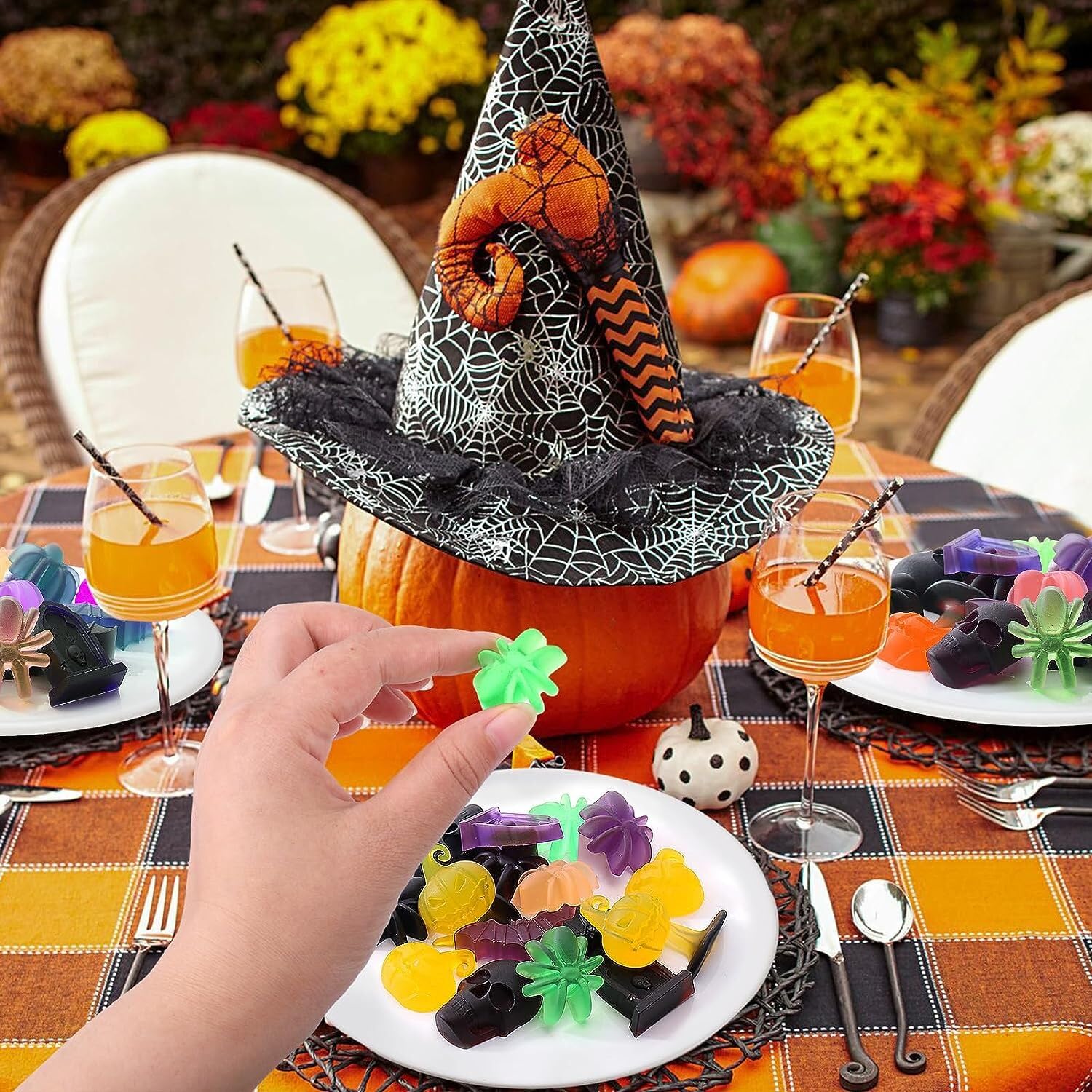 Set 2 Stampi In Silicone Halloween Forme Zucca Fantasma Teschio