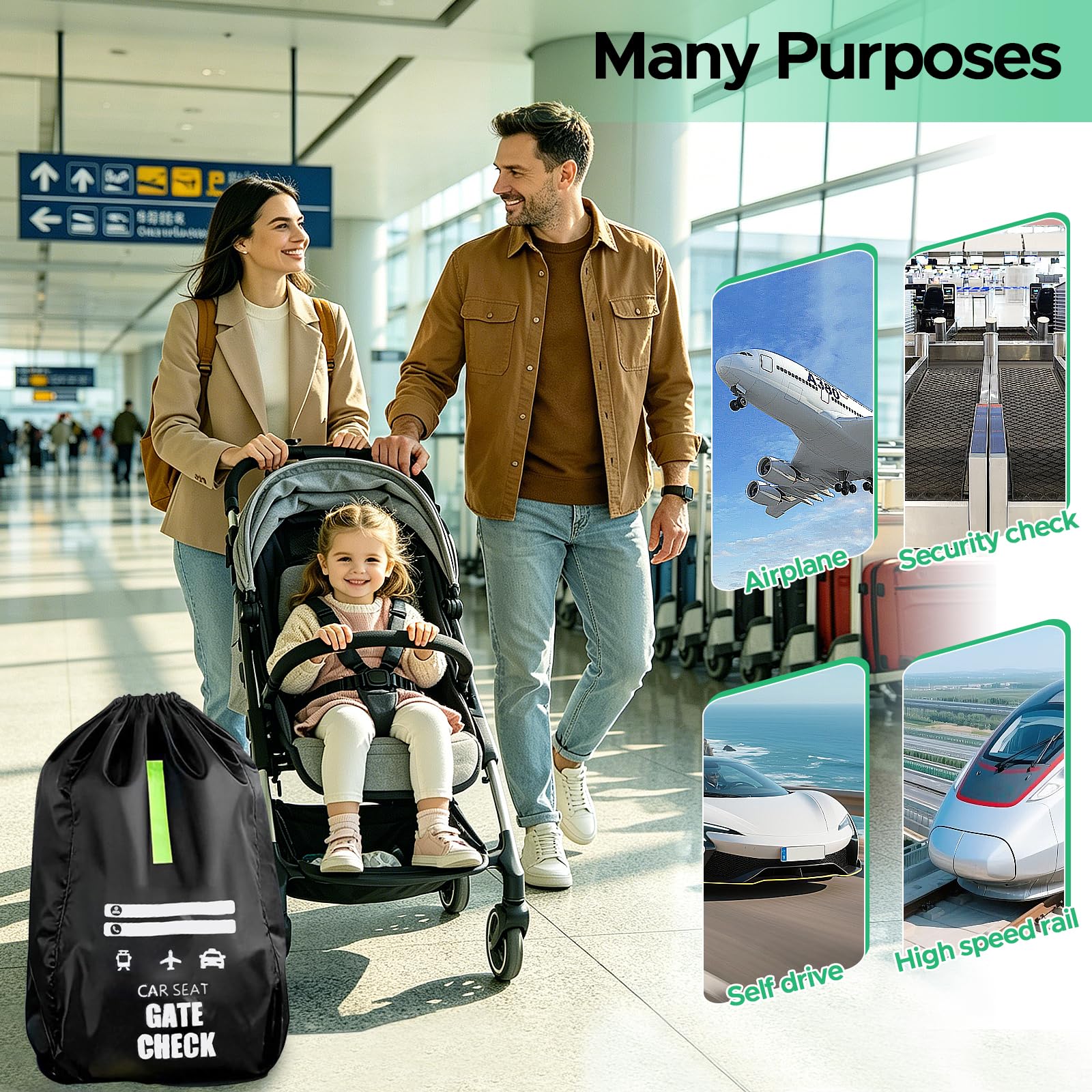 Staranry 91 x 46 x 46 cm Bolsa Carro Bebe Impermeable con Correa De Hombro, Oxford Bolso Carrito Bebe Ideal para Viaje Aéreo, Tamaño Universal, Se Adapta a La Mayoría De Los Asientos De Coche — view 6