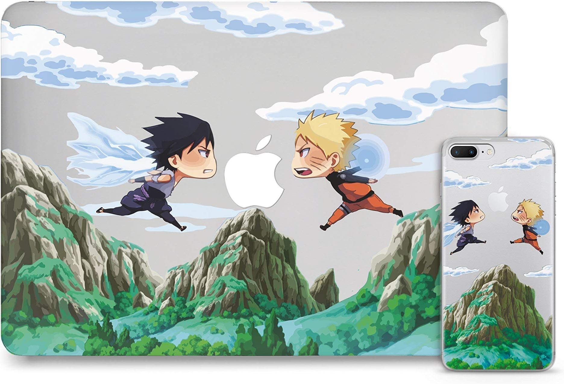 WolfCases Naruto VS Sasuke Case Set For Macbook 16 Air 13 11 inch Apple Pro 13 15 inch Hard Cover Set Macbook 12 inch Mac Pro Retina 15 13 inch Clear Protective Handmade Custom Design AND5120