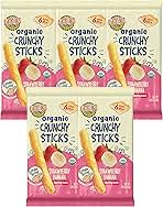 Earth's Best Organic Baby Food, Dissolvable Teething Snack for Babies 6 Months and Older, Strawberry Banana Crunchy Sticks, .56 oz Pack (Pack of 5)
