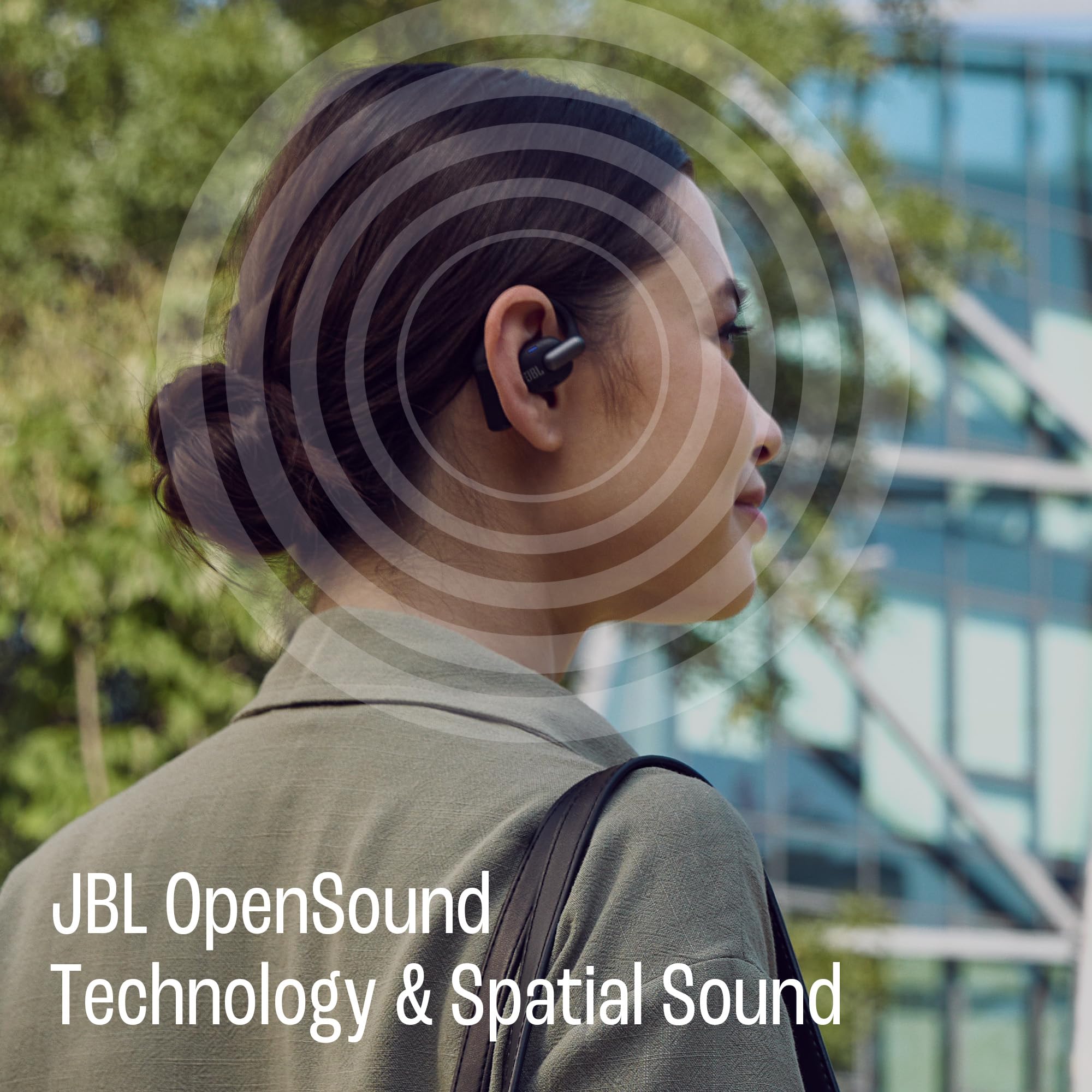 JBL Sense Pro Cuffie Open-Ear True Wireless, Hi-Res Audio, fino a 38 Ore di Autonomia, Resistenti ad Acqua e Polvere IP54, Tecnologia JBL OpenSound e Spatial Sound, Blu