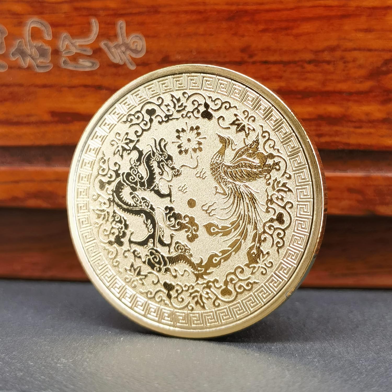 The Chinese Dragon Phoenix Brings Prosperity Lucky Coin Lottery Tickets Scratcher Tool Good Luck Charms Challenge Coin