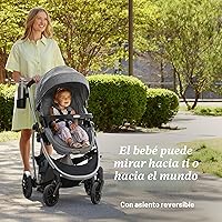 Vista 4 de Graco Modes Pramette Cochecito de bebé convertible en moisés auténtico, asiento reversible, almacenamiento extra, bandeja para niño, plegable