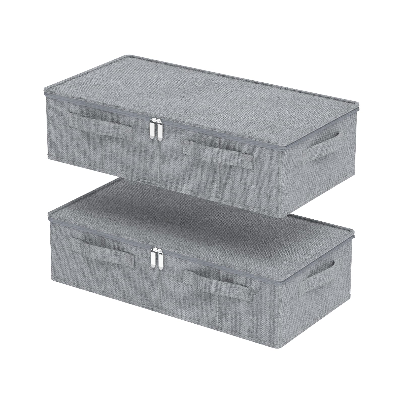 ENUMAIL 2 Pezzi Sotto la Contenitore Portaoggetti del Letto, Scatole di Stoccaggio Pieghevole, Organizer Armadio, Utilizzato per Riporre Vestiti e Scarpe, 60×30×15cm, Grigio
