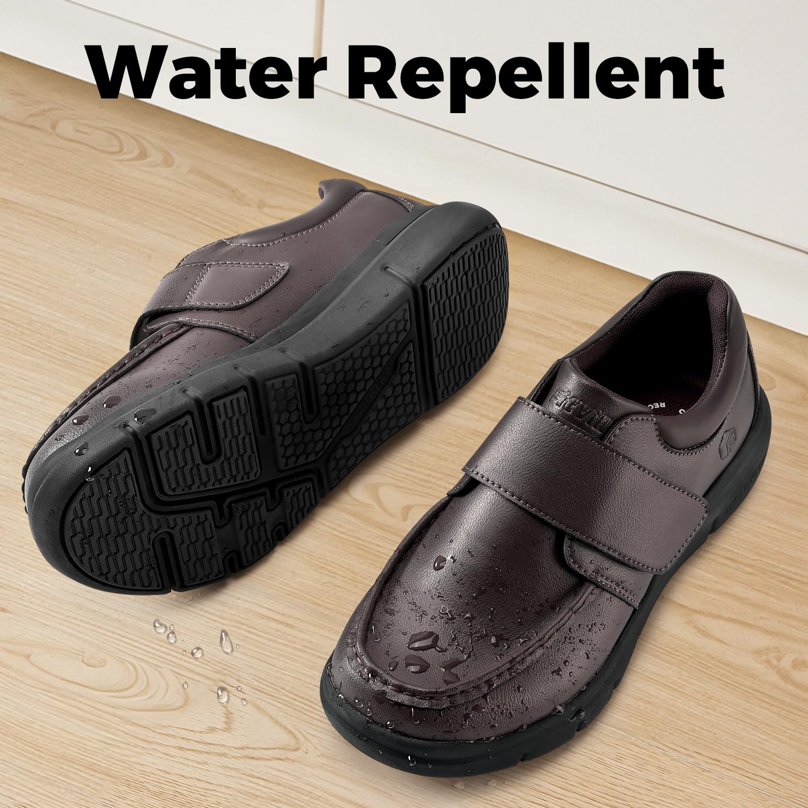 FitVille Scarpe Uomo Diabetici Pianta Larga Mocassini in Pelle Extra Larghi Scarpe Uomo Casual con Strappo per Piedi Gonfi da Lavoro