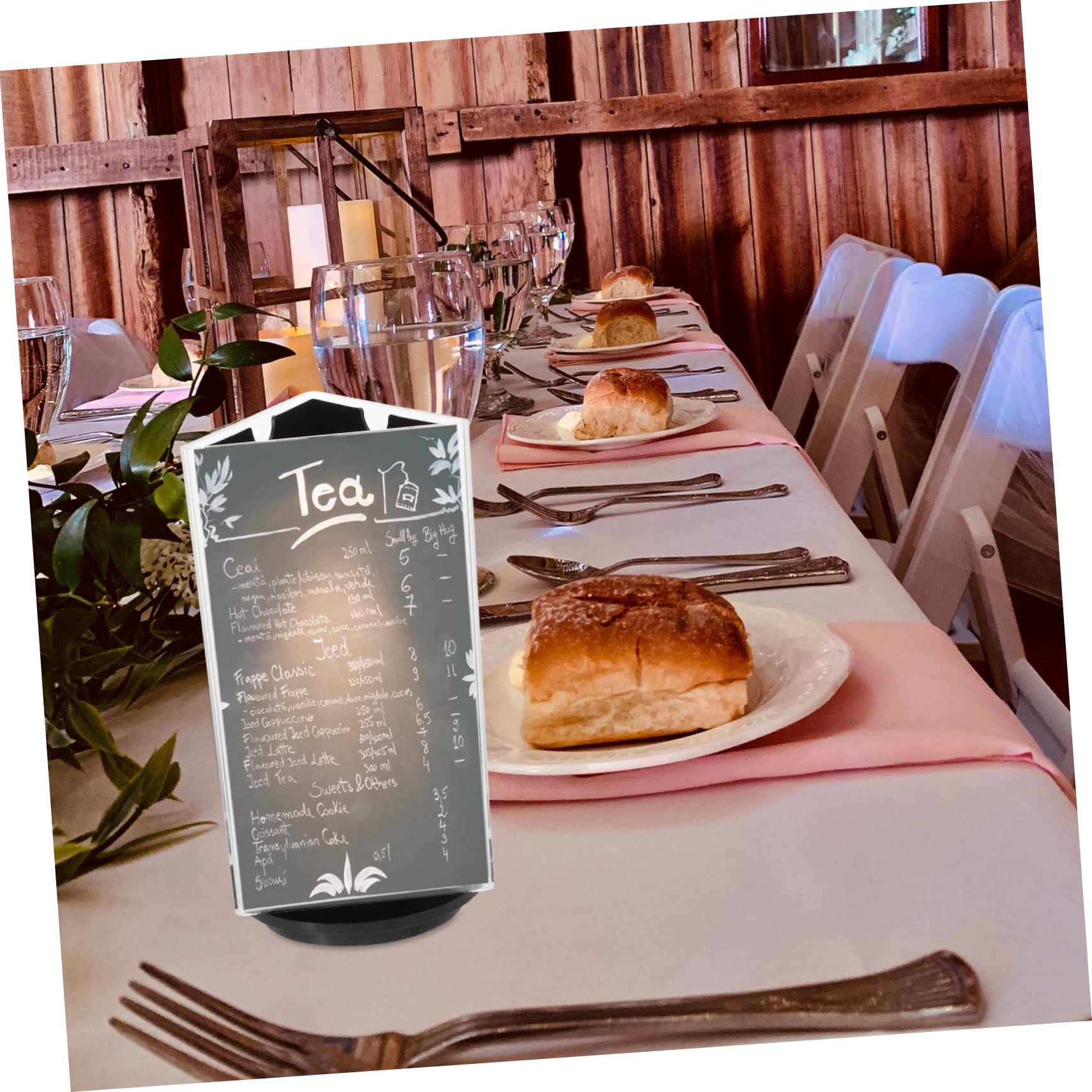 SEWACC 3 Stück Acryl Tischaufsteller Drehbar Dreiseitiger Menühalter Transparenter Stabiler Preisschildhalter für Restaurant Büro Laden und Ausstellung