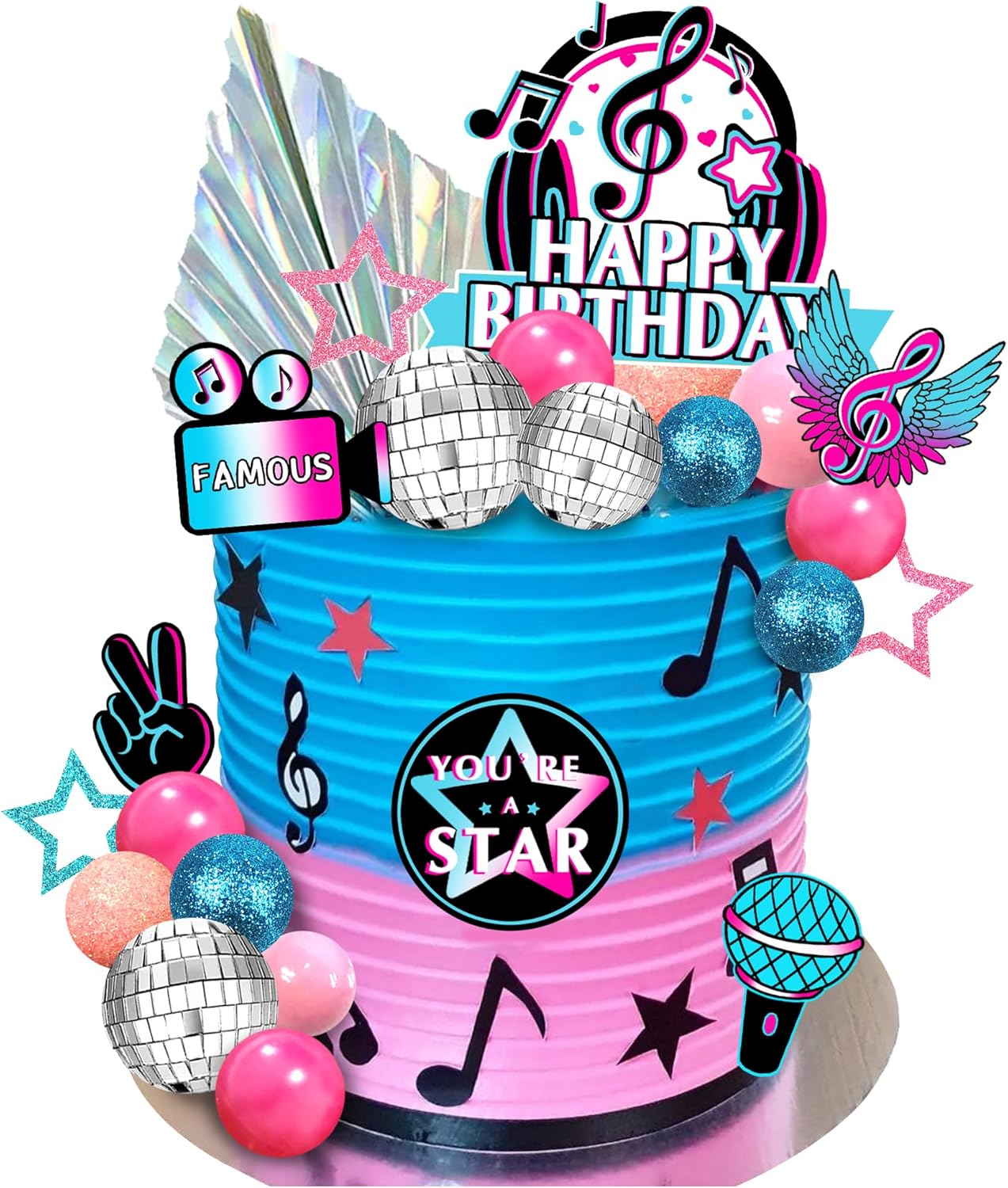 30 PCS Music Cake Toppers Musical Birthday Party Cake Decorations for