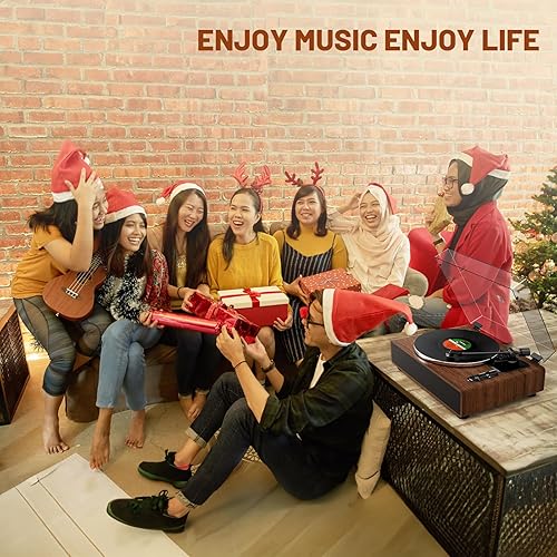 Miniatura 8 de Tocadiscos de vinilo con cartucho magnético, tocadiscos de alta fidelidad con altavoces integrados, reproducción Bluetooth y función de entrada