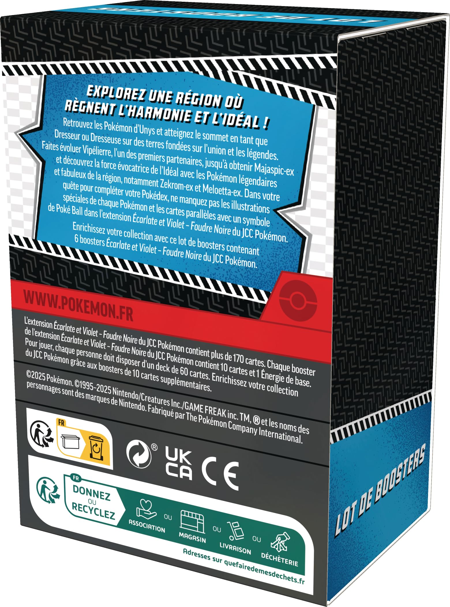 Pokémon : Lot de boosters Écarlate et Violet – Foudre Noire (6 boosters) du JCC Pokémon