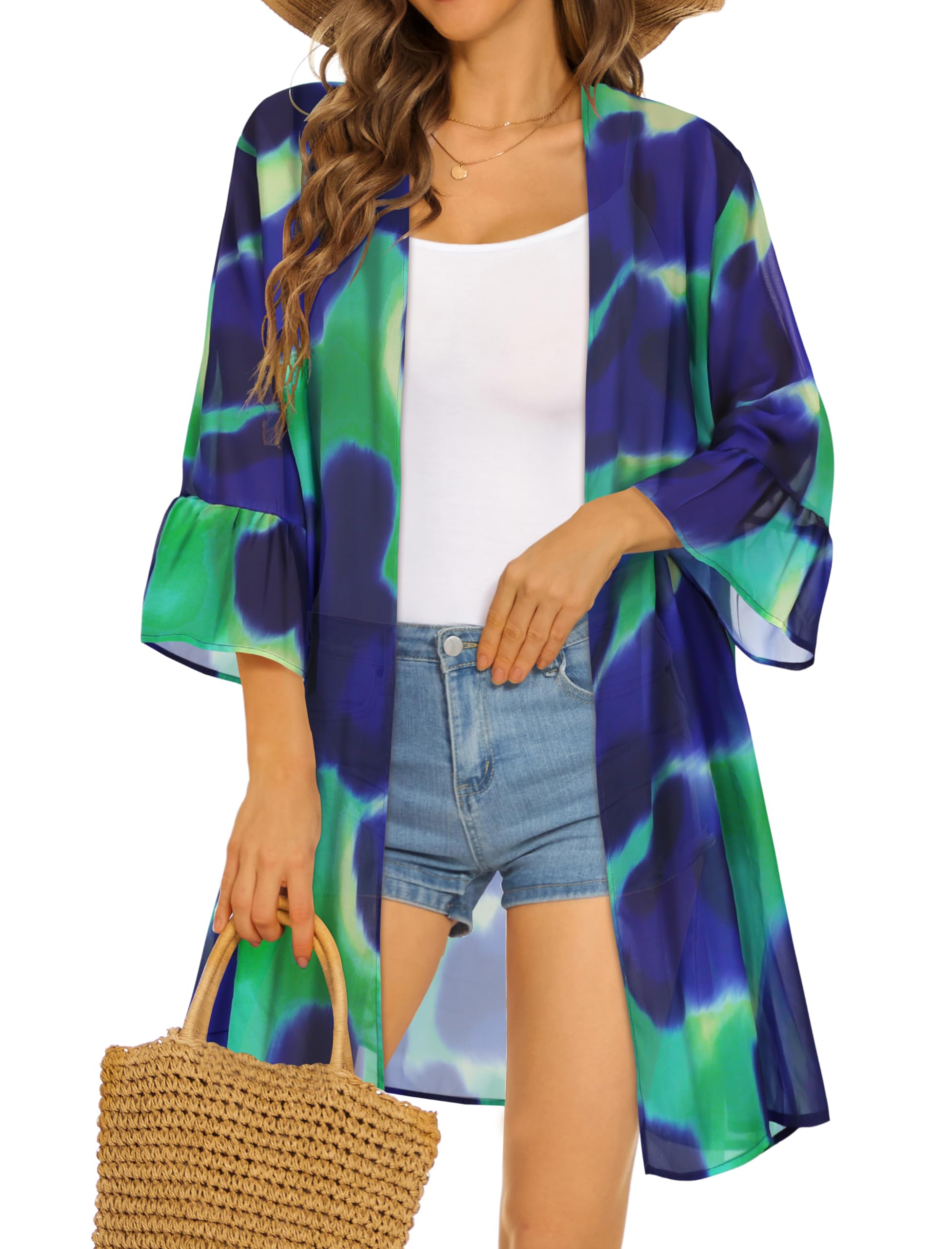 CHICGAL Pareo de traje de baño para mujer, pareo de playa, bikini envolvente, falda corta transparente, bufanda de gasa para traje de baño