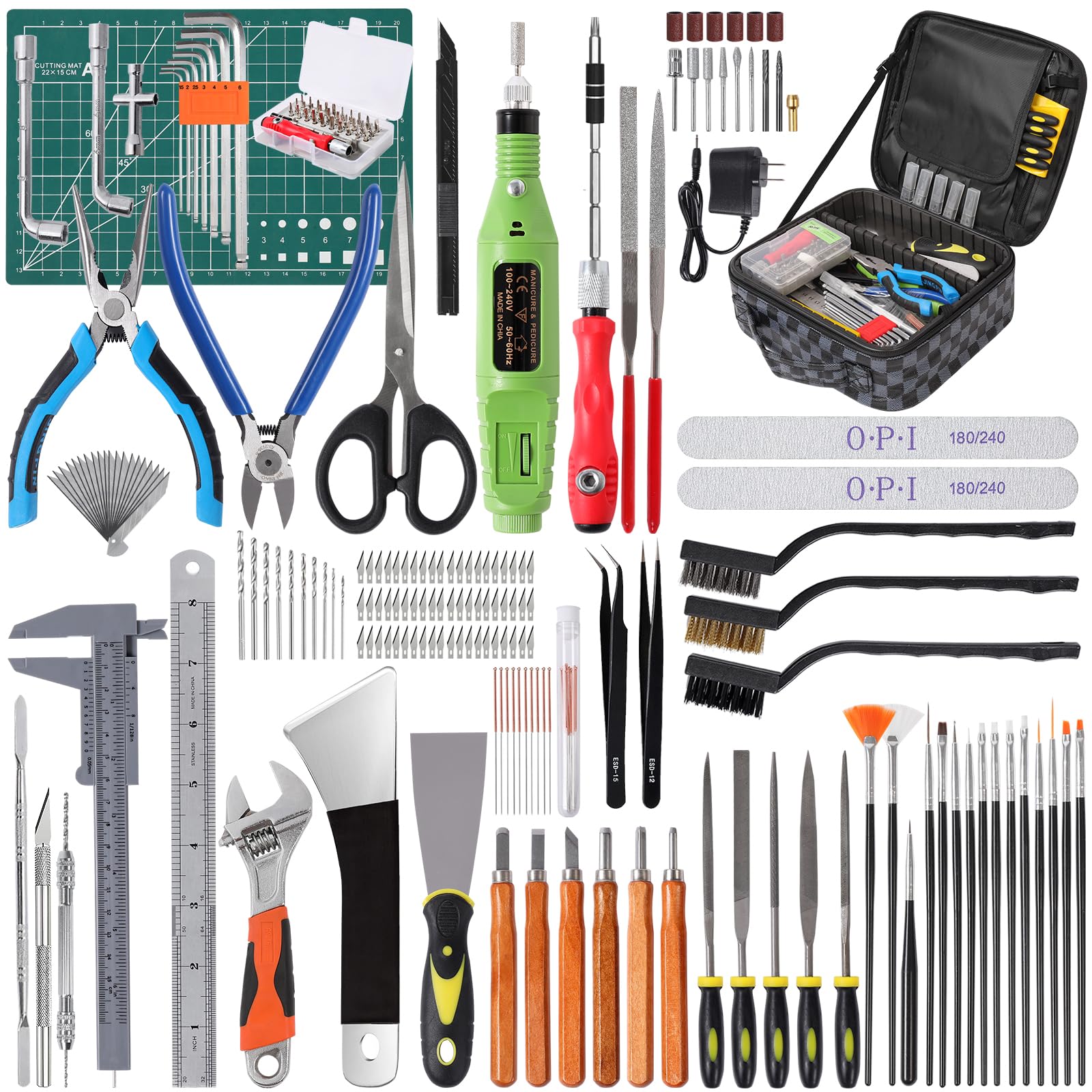 204 Pcs Pro Grade 3D Printing Tool Kit,3D Printer Tool Kits,Diverse 3D Printer Accessory Including Electric Polishing Machine,Tool Bag,for Remove/Trim and Finish 3D Print