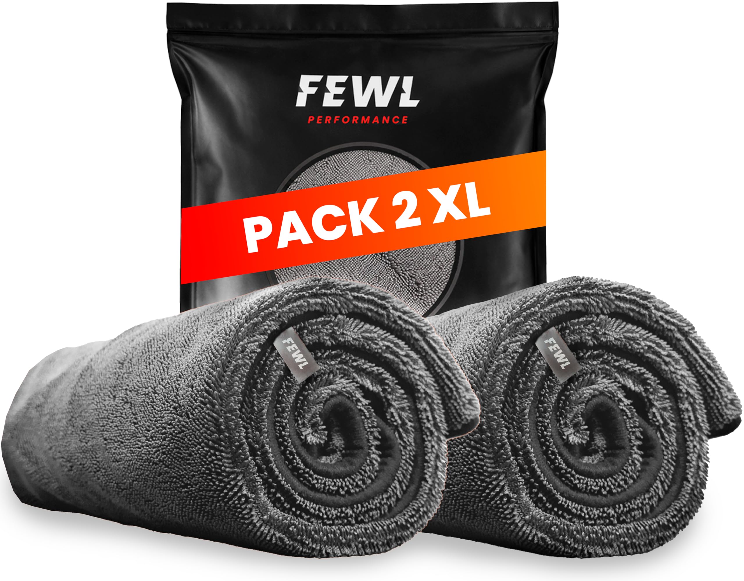 Set mit 2 Mikrofaser-Handtüchern, 800 g/m² – Ultra saugfähig XL 90 x 70 cm – trocknet ohne Spuren oder Kratzer – Mikrofasertuch Detailing Auto Premium