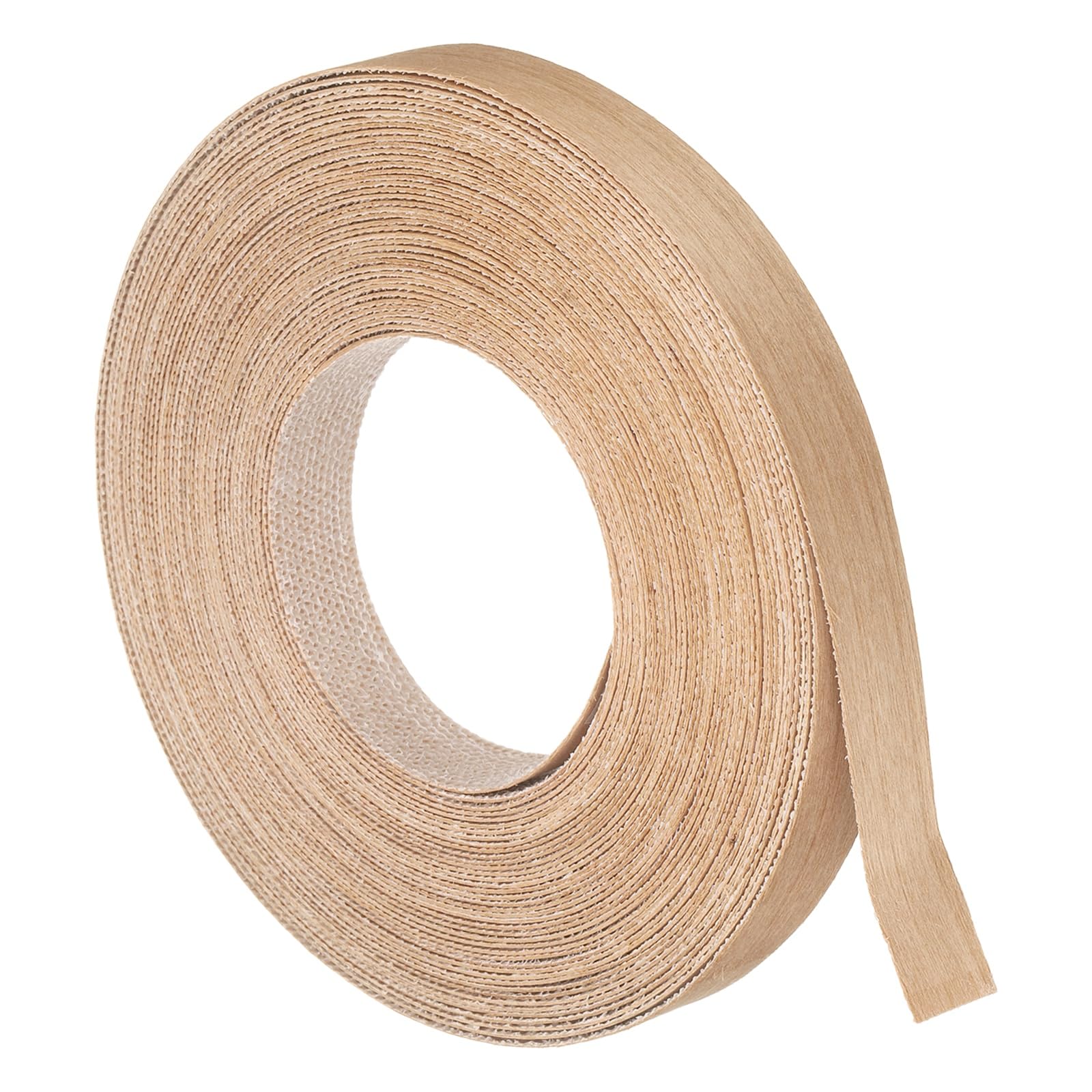 sourcing map 19mm x 15m (WxL) Wood Veneer Edge Banding, Pre-Glued Flexible Cherry Wood Edging Strips, Iron on with Hot Melt Adhesive Wood Tape for Cabinet Repair and Furniture Restoration