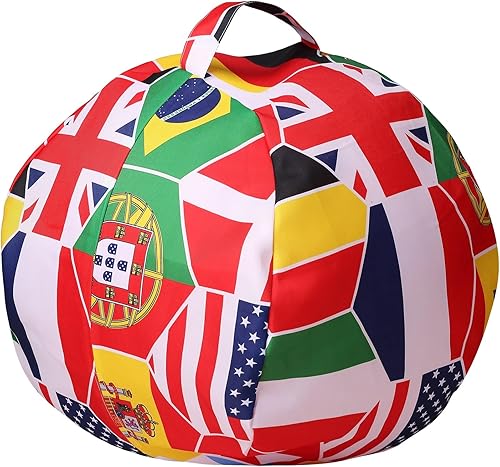 Miniatura 2 de Colorful House Puf de almacenamiento de animales de peluche para niños y adultos, funda ligera para organizar mantas y ropa (26 pulgadas, béisbol)