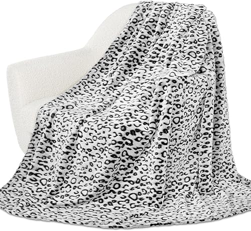 Miniatura 4 de SEEGU Manta de forro polar con estampado de guepardo, color negro y gris, para niños pequeños, manta ligera y acogedora con estampado de leopardo,
