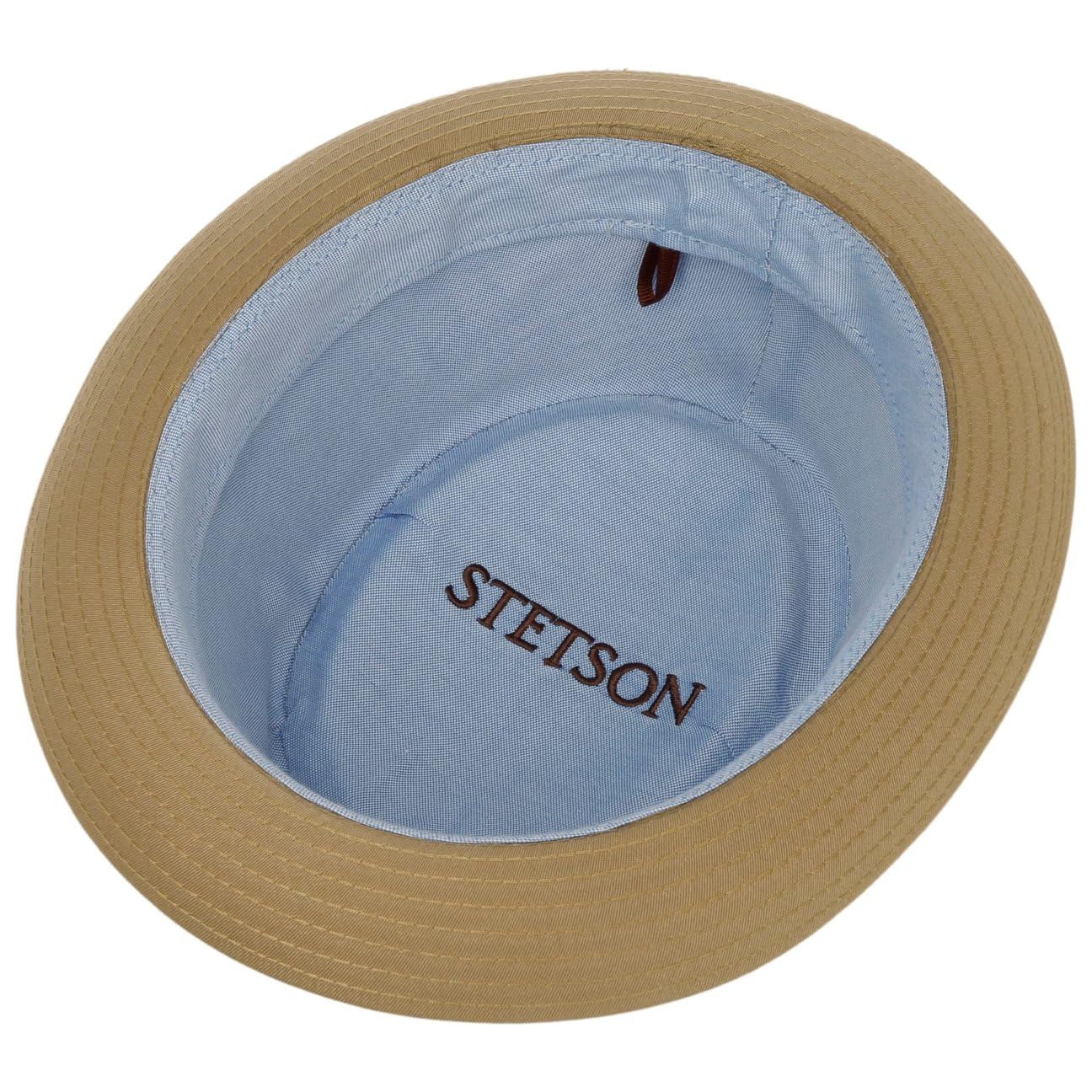 Stetson Cotton Pork Pie Stoffhut Einfarbiger Klassischer Schnitt Made in Italy Damen Herren Frühjahr Sommer
