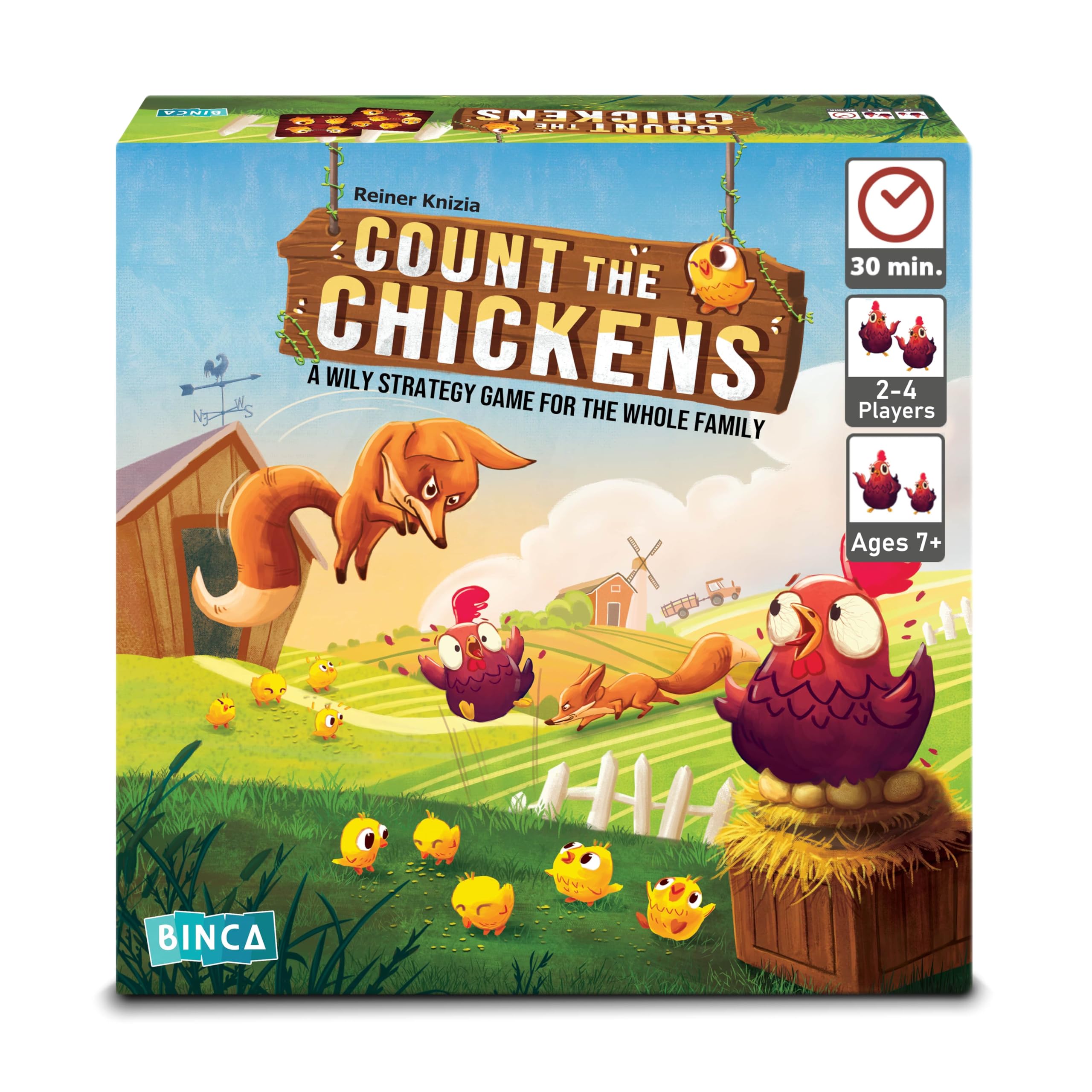 Binca Board Game - Count Your Chickens, Strategy Board Game for Boys & Girls, Fun for Family & Friends Game Night, Card Game for Kids, Teens & Adults, Travel Gifts for Ages 7,8,9,10 & Up, 2-4 Players