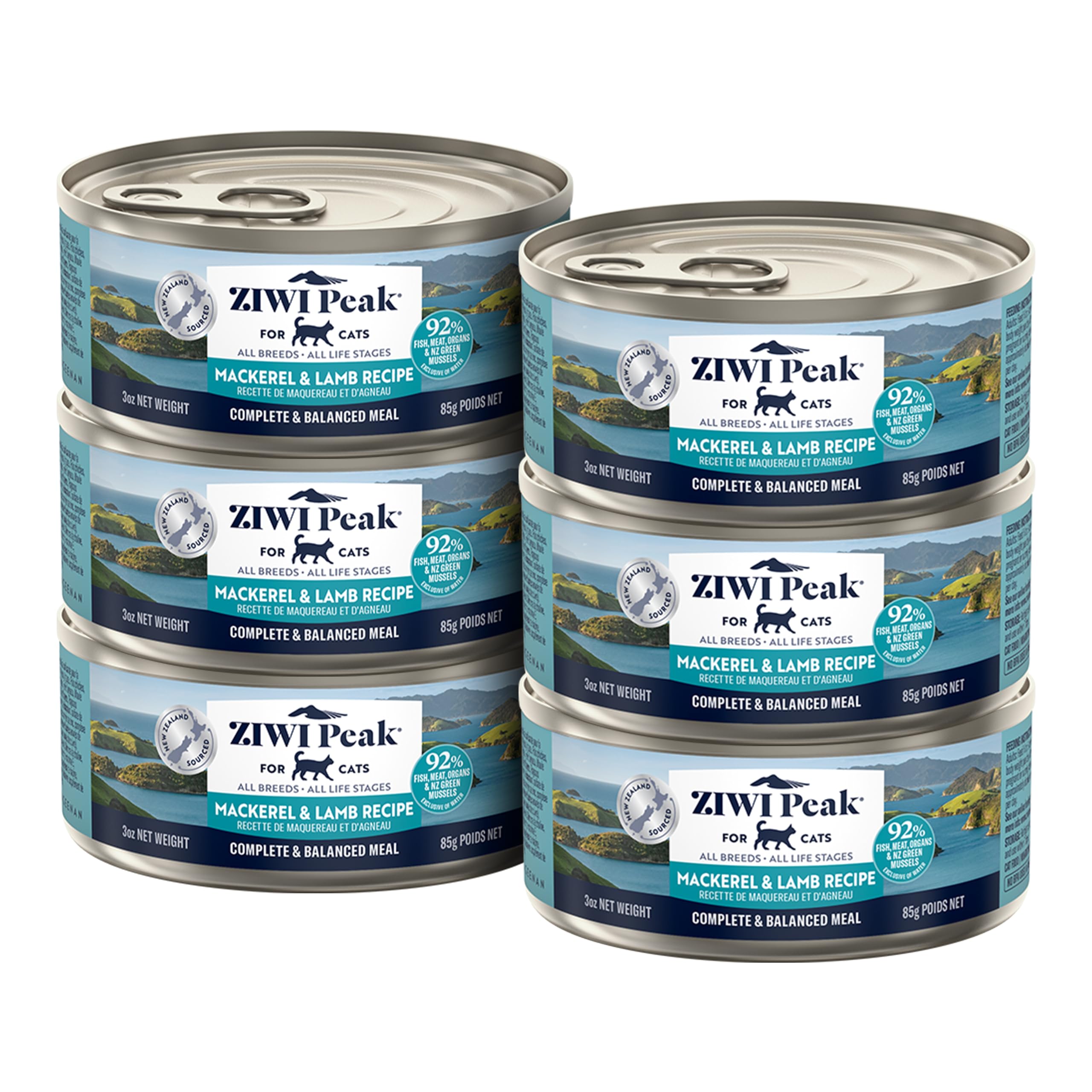 Peak Wet Cat Food – All Natural, High Protein, Grain Free, Limited Ingredient, with Superfoods (Mackerel & Lamb, Case of 6, 3oz Cans)